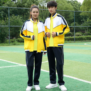 AE Spring and autumn couples sports suit mens youth stand-up collar sportswear womens running group activity school uniform direct sales from manufacturer
