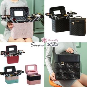 ราคายอดของกระเป๋าเครื่องสำอางค์ PU กระเป๋าแต่งหน้าพกพา กันร้ำ 4ถาด 6ถาด กระเป๋าช่างแต่งหน้า ช่างสัก 250 บาท