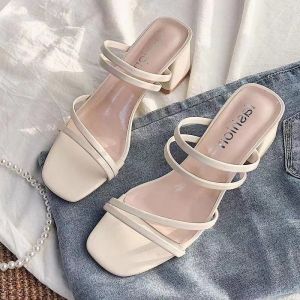 [Free Shipping] WomenS New Summer Sandals Are Stylish And Versatile With A Medium Or Chunky Heel And Can Be Worn In Two Ways As Slippers Or Sandals