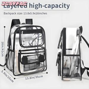 JCSYFAC Ba lô trong suốt túi lưu trữ trong suốt sinh viên bookbag Túi lưu trữ túi rõ ràng bãi biển túi làm việc trường học