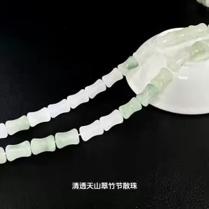 Thousand Crystals and Ten Thousand Beads   Natural Tianshan Green Bamboo Bead Loose Beads Ice Green Jade Bracelet diy Ornament Accessories 2026