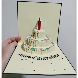 🔥SG 🔥 VA* 3D Pop Up Happy Birthday Greeting Cards Cake Postcards Invitations with Envelope