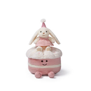 McHugs Animal Birthday Cake Plush Toy Soft Celebration Cake with Cute Sitting Animal Birthday Party Gift for Kids
