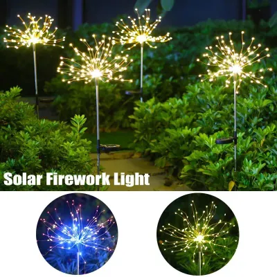 Đèn pháo hoa năng lượng mặt trời chống nước cho ngoài trời với 200 đèn LED nhiều màu sắc trang trí cho vườn cỏ hàng rào lối đi đón Giáng sinh và các dịp lễ.