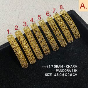 Charm pandora emas asli kadar 70 16k gelang dan liontin kalung kerawang tali love krawang