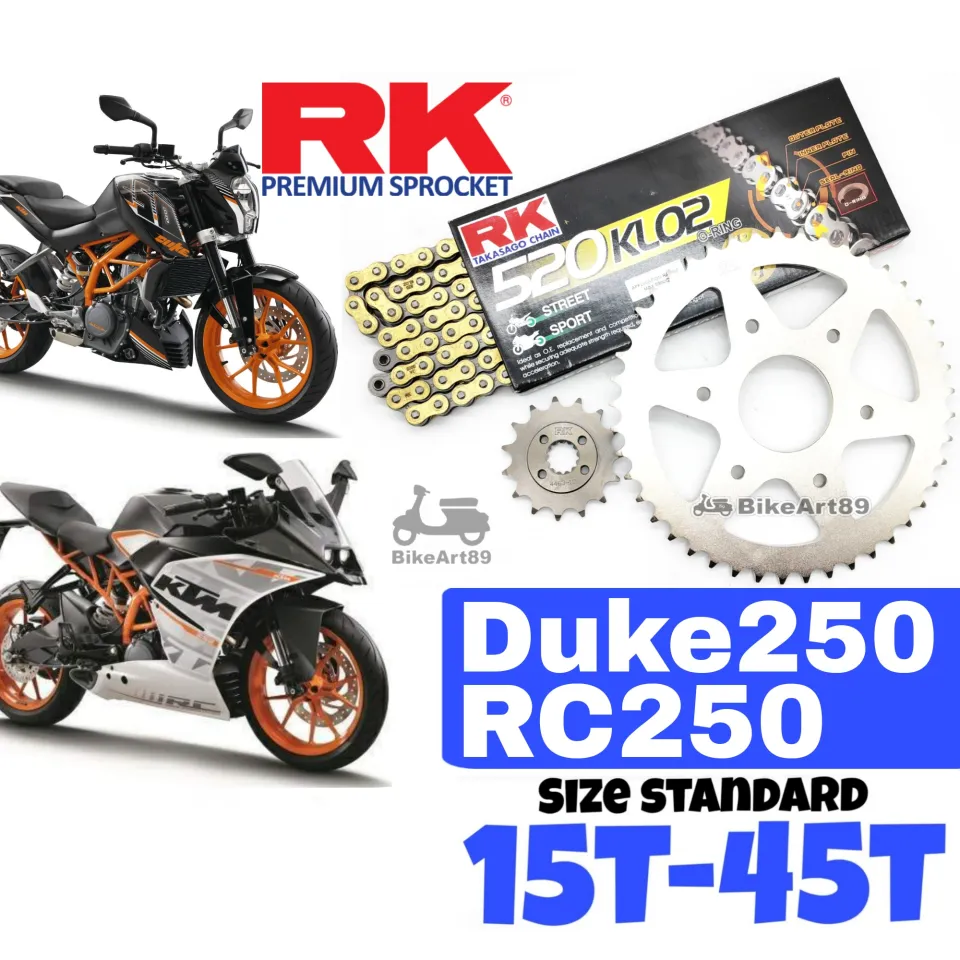RK Sprocket Set KTM Duke 250 RC250 RK 520 KLO2 O-Ring Black /Gold