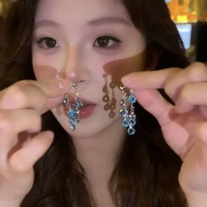 GL Fashionable blue crystal tassel design elegant earrings ES64840