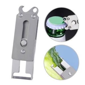 Multifunctional Tool with Retractable Peeler and Keychains Bottle Opener Keychains Accessory Metal Texture for Hiking
