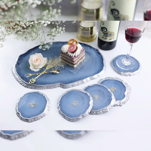 Khuôn miếng lót bằng Silicone Nhựa cho nhựa khuôn Coaster geode cho đúc nhựa khuôn nhựa Epoxy cho đế lót ly Khay làm