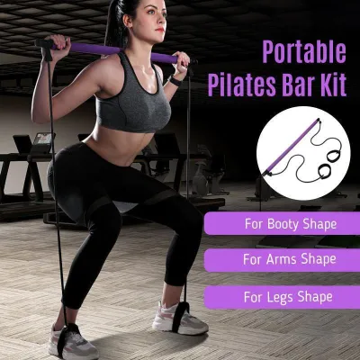 MerchPhil Pilates Bar Stick Exercise Resistance Band Elastic Home Fitness Rope