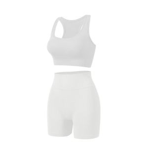 MUQZI 2 Pieces Eo cao ngắn Trang phục tập luyện Không đường may Có gân Bộ áo ba lỗ Yoga Thoáng khí Cổ tròn Bộ đồ thể thao Phụ nữ