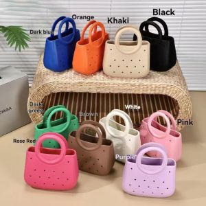 RJZ28 Candy Colored Summer Beach Bag Leisure Waterproof Cartoon Colorful Handbags Fashion Storage Bag Large Capacity Rubber Tote Bag Travel