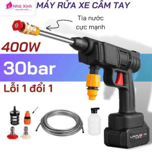 Máy rửa xe cầm tay cao áp súng rửa xe dùng cho gia đình có chế độ phun xương tạo bọt