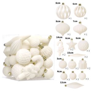 YERZ 28Pcs Special-shaped Flocked Christmas Balls Hollow Out Colorful Christmas Tree Pendant Christmas Decor Decorative Xmas Tree Ornaments for Home