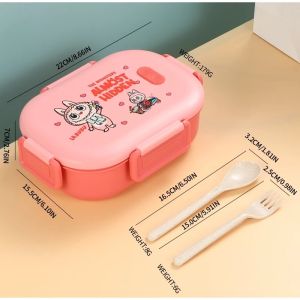 BUYYU LABUBU Portable Lunch Box with Spoon and Fork 2 compartment Lunch box Perfect for Kids Boy and Girls