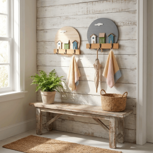 Round Shape Wooden Wall Hook Multi Hook 3D House Wall Hanging Storage Holder Nordic Style No Punching Coat Rack Living Room2026
