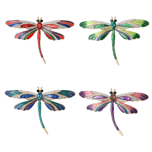 Vintage Dragonflies Brooch with Shimmering Crystals Unique Rhinestones Insect Lapel Pin for Elegant Women and Girls