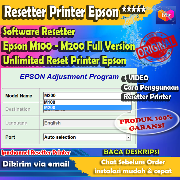 Resetter Epson M100 M200 Full Version Reset Printer Epson Lazada Indonesia 9712