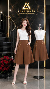Quần ống rộng 6 nút LỬNG culottes lưng thun sau LUA MANGO -GV