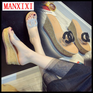 MANXIXI Brand Fashion Thick Bottom Wedge Slippers 3.15 Inches Beautiful Sandals For Women (Size 34-40)