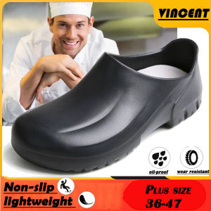 VINCENT Chef Shoes Kitchen Work Shoesf Men Women Slip on Slip-Resistant& Waterproof Work Safety Shoes for Chef Master Cook Hotel Restaurant Professionals Flats White Nurse Shoes Outdoor Anti-slip Rain Shoes