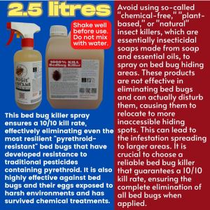 Bed Bug Killer (non-pesticide formulation Kill clusters of BBs in a real battle within seconds not 1 demo BB in a non-porous container.)