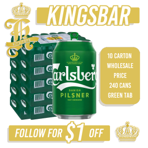 Carlsberg Lager Beer Green Tab 24x320ml (10 Cartons) (Malaysia) (BBD: Feb/2027)