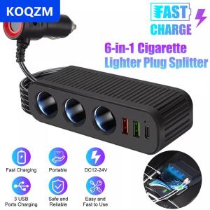 [COD] KOQZM Sạc xe hơi cho điện thoại 120W Plug and Play sạc Splitter quá tải bảo vệ sạc Adapter PD QC3.0 sạc xe hơi