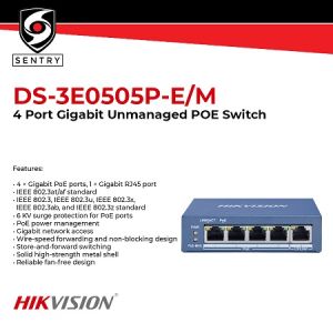 HIKVISION DS-3E0505P-E/M 4 Port Gigabit Unmanaged POE Switch