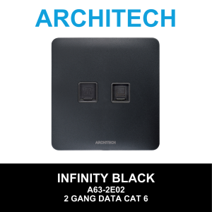 ARCHITECH INFINITY BLACK A63-2E02 Stop Kontak/JACK 2 GANG Data Cat6