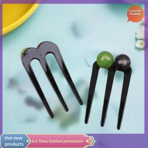 Graceful French Twist Beads Hair Stick Hair Clip Acetate U-Shaped Hairpin Vintage Tortoise Women Hair Bun Pin Headwear