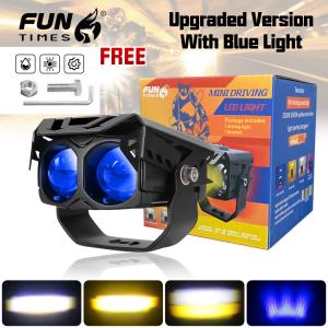 Original and fast shipping Universal double eye driving light blue light 4 modes mini driving light full set anti-fog and waterproof for bicycle car motorcycle
