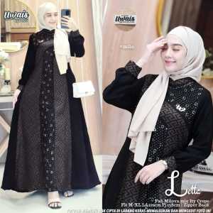 Letta 2 3 by Uwais Gamis Maxi Dress Bahan Milova mix Ity Crepe LD 103 PB 138