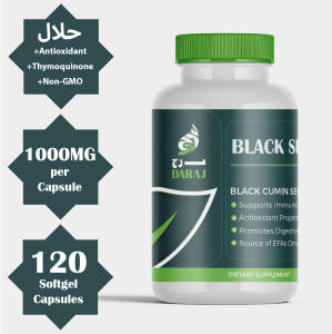 Daraj Wellness Black Cumin Seed Oil 1000mg Supplement - High Omega Fatty Acids 3 6 9 Thymoquinone - Virgin Cold Pressed Nigella Sativa Kalonji Habbatus Sauda Black Seed oil - Skin Hair Beauty Heart Brain Immune Joint Mobility Digestion Blood Sugar (120s)