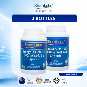 StemLabs Omega 3 Fish Oil 1000mg 400 Capsules  EPA DHA  Heart Brain Eye Joint Health [JAKIM Halal  KKM Approved]