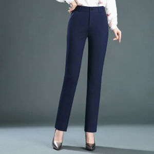 Temperament High Waist Straight Baggy Pants For Women Navy Office Middle-Aged Mom Stretch Casual Trousers Plus Size S-4XL