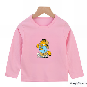 Kaos Lengan Panjang Anak Perempuan Babyterry Usia Tanggung 3-15 Tahun Miotif Kucing Gar