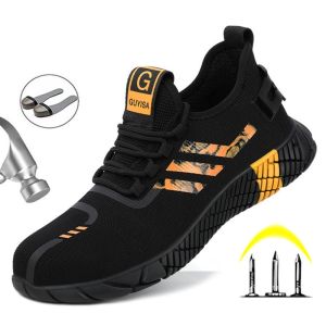 Breathable Mens Safety Shoes Boots With Steel Toe Cap Casual Mens Boots Work Indestructible Shoes Puncture-Proof Work Sneakers