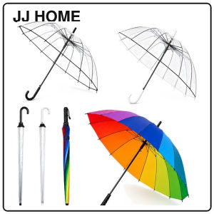 【JJ HOME】16-Rib Umbrella Windproof Rain Umbrella Clear / Rainbow / Foldable Lightweight