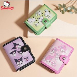 Kawaii Hoạt Hình Da PU Đựng Thẻ Túi Bảo Quản Sanrio Anime Hello Kitty Cinnamoroll Kuromi Dễ Thương Đựng Thẻ Ví Đựng Tiền Xu