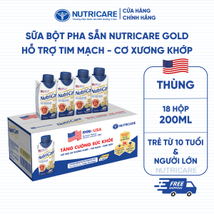 Sữa nước NutriCare Gold 200ML Dinh Dưỡng Cho Người Lớn Tuổi (Thùng 18 hộp)