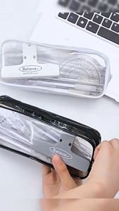 Transparent PVC Pouch Waterproof Clear Makeup Bag Portable Student Stationery Pencil Case for office