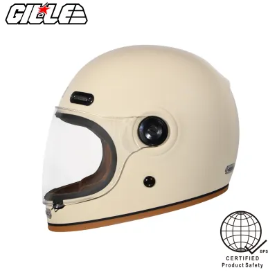 【IN-STOCK】GILLE 853 ATAVISFIT PLAIN Classic Helmet For Motorcycle Helmet Full Face Vintage Helmet With Smoke Lens