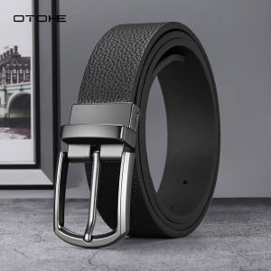 OTOHE Men Belt Outdoor Simple Belt 120CM Pin Buckle Belt Rotating Buckle Second-layer Cowhide Waistband Double-Sided Two-Color Belt Youth Sports Pant Belt Simple Nice Waistband