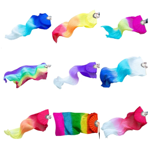 Chic Extended Faux Silk Belly Dance Fan Veils Long Folding Fans for Dance Shows Performances Gift for Dance Teachers