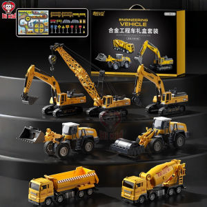 [SG Seller]Kids Alloy Engineering Vehicle Set Excavator Bulldozer Simulation Metal Car Model Collection Toy For Boys