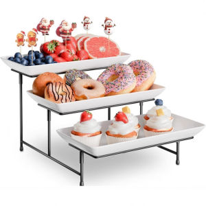 Three-tier fruit platter buffet table cold dish snacks fruits display stand food display rack creative multi-layered plate fruit plate