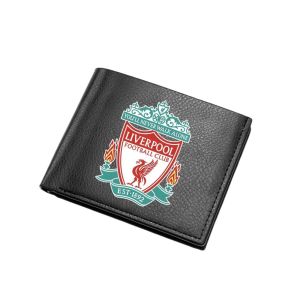Black Leather Two-Fold Wallet International Football Basketball Team emblem Simple Trendy Student Wallet Mens Coin Storage Wallet