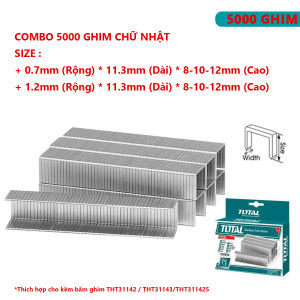 Kìm bấm đinh ghim đa năng 3 trong 1 TOTAL THT31143 Kềm bấm ghim có điều chỉnh lực bắn kèm 600 mũi ghim gồm bắn ghim U đinh chữ nhật