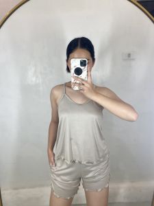 FPP Terno Halter Spag Lettuce Shorts Terno Pambahay With Pockets For Women